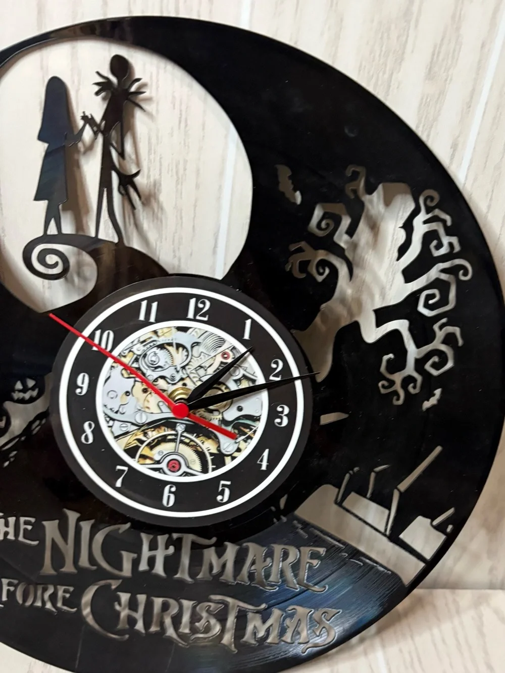The Nightmare Before Christmas vinyl record clock